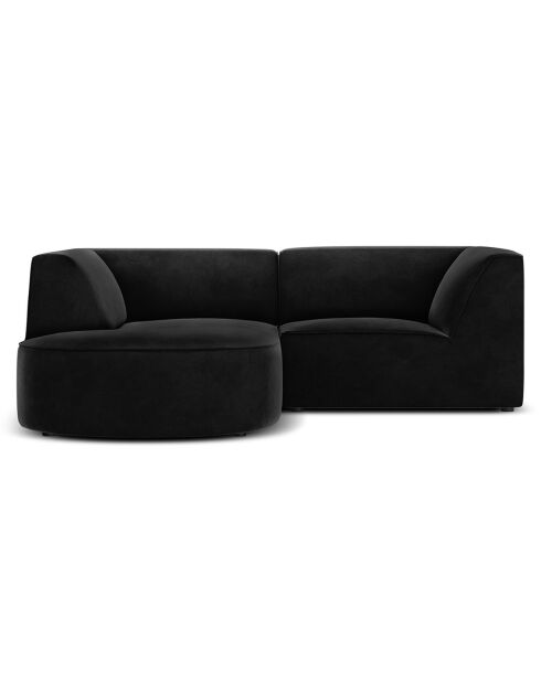 Canapé d'angle gauche Velours Charles 3 Places noir - 186x180x69 cm