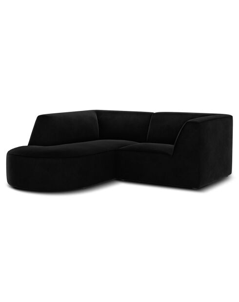 Canapé d'angle gauche Velours Charles 3 Places noir - 186x180x69 cm