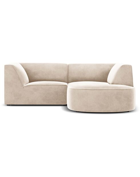 Canapé d'angle droit Velours Charles 3 Places beige clair - 186x180x69 cm