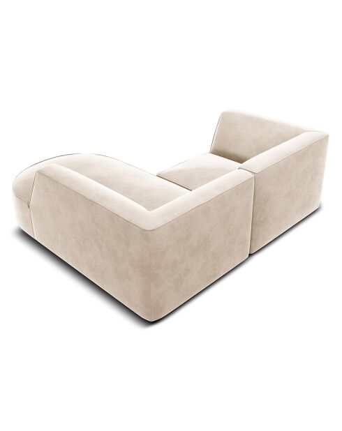 Canapé d'angle droit Velours Charles 3 Places beige clair - 186x180x69 cm