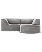 Canapé d'angle droit Velours Charles 3 Places gris clair - 186x180x69 cm
