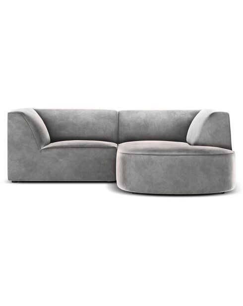 Canapé d'angle droit Velours Charles 3 Places gris clair - 186x180x69 cm