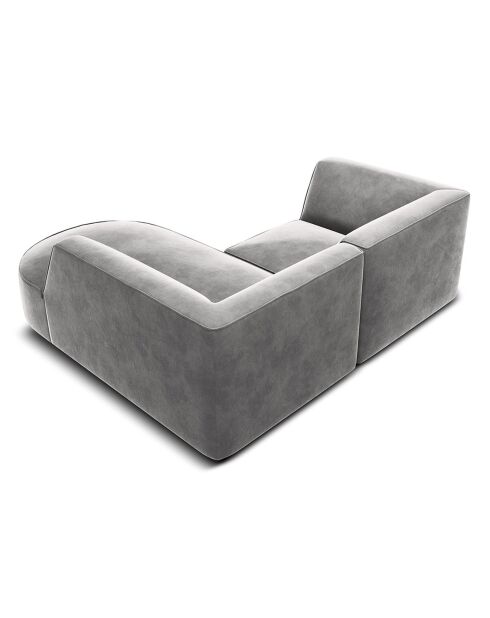 Charles Velours 3-zits lichtgrijze hoekbank rechts - 186x180x69 cm