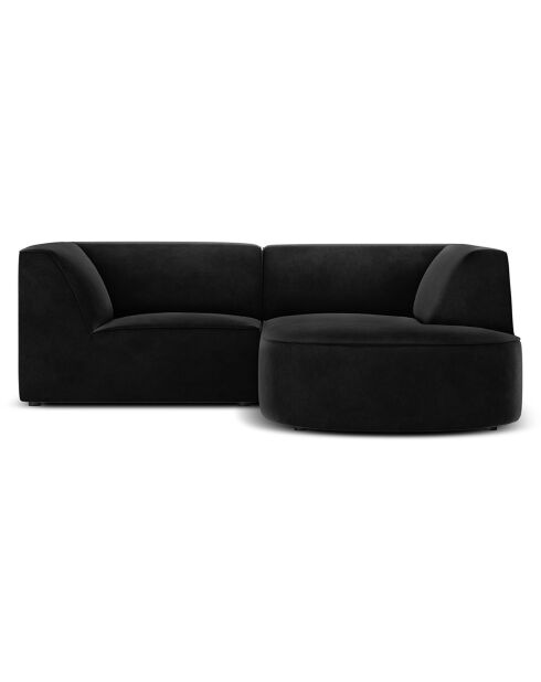 Canapé d'angle droit Velours Charles 3 Places noir - 186x180x69 cm