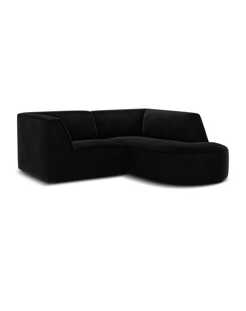Canapé d'angle droit Velours Charles 3 Places noir - 186x180x69 cm