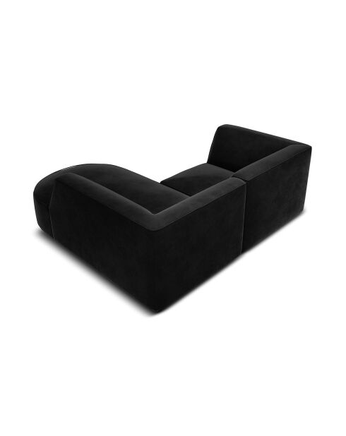 Canapé d'angle droit Velours Charles 3 Places noir - 186x180x69 cm
