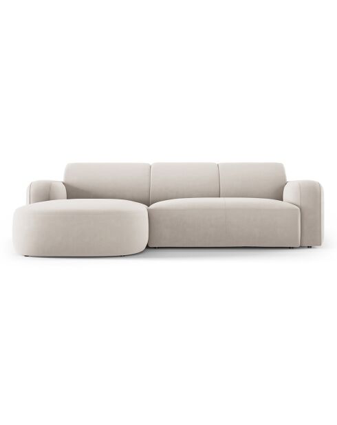 Canapé d'angle gauche Velours Jasmin 4 Places beige - 250x170x72 cm