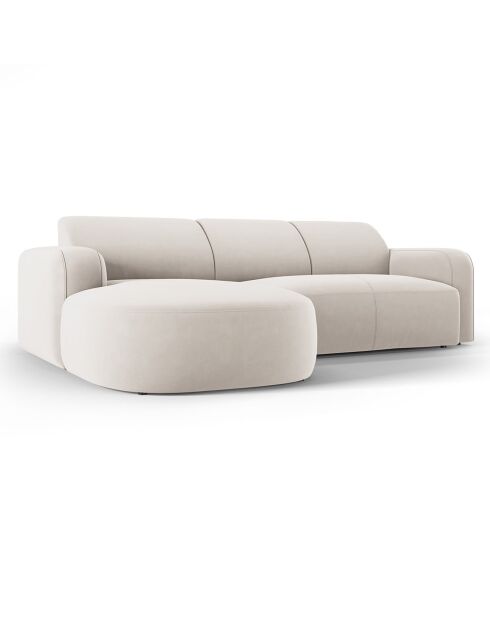 Canapé d'angle gauche Velours Jasmin 4 Places beige - 250x170x72 cm