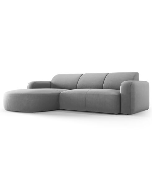 Canapé d'angle gauche Velours Jasmin 4 Places gris - 250x170x72 cm
