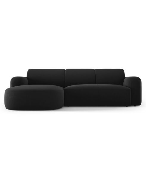 Canapé d'angle gauche Velours Jasmin 4 Places noir - 250x170x72 cm