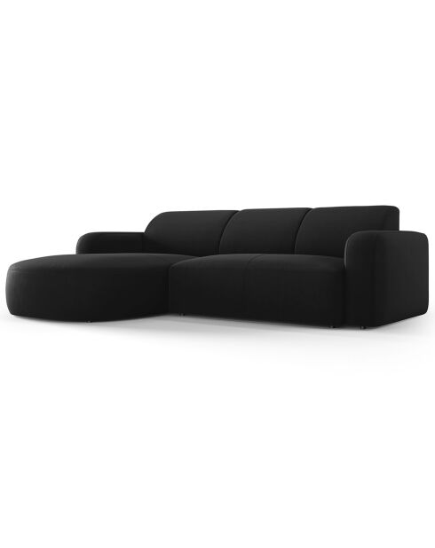 Canapé d'angle gauche Velours Jasmin 4 Places noir - 250x170x72 cm