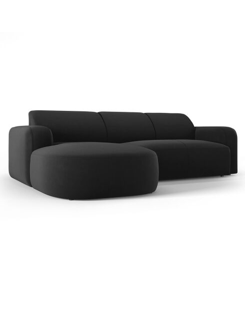 Canapé d'angle gauche Velours Jasmin 4 Places noir - 250x170x72 cm