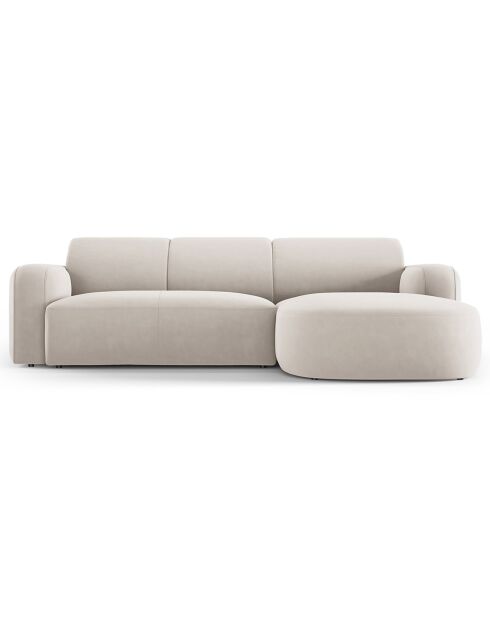 Canapé d'angle droit Velours Jasmin 4 Places beige - 250x170x72 cm