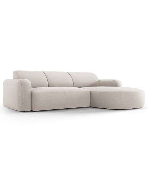 Canapé d'angle droit Velours Jasmin 4 Places beige - 250x170x72 cm