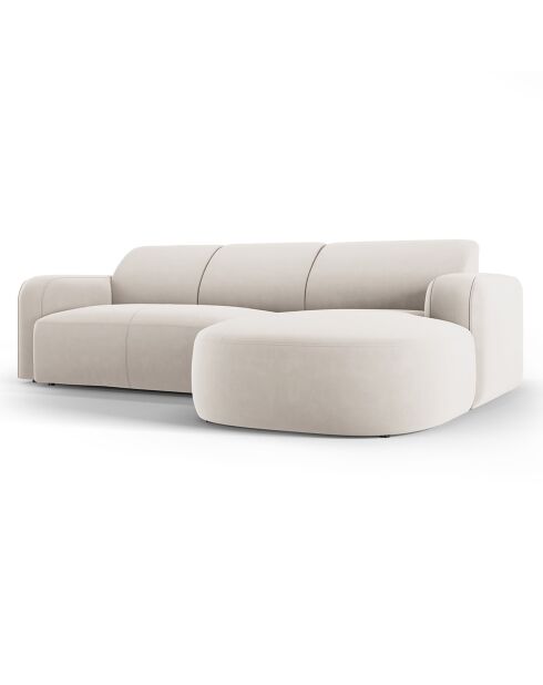 Canapé d'angle droit Velours Jasmin 4 Places beige - 250x170x72 cm