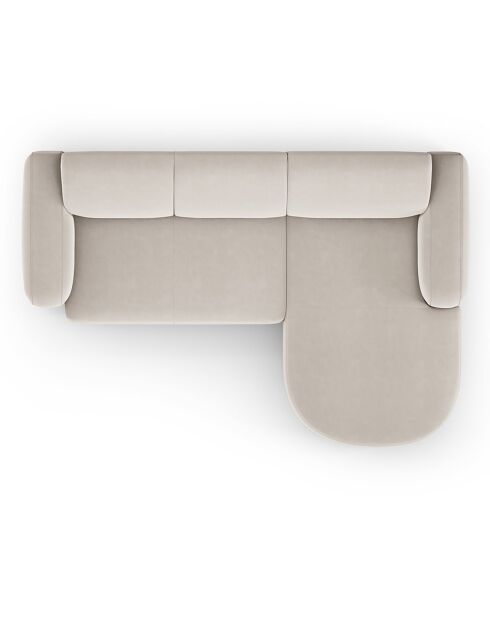 Canapé d'angle droit Velours Jasmin 4 Places beige - 250x170x72 cm