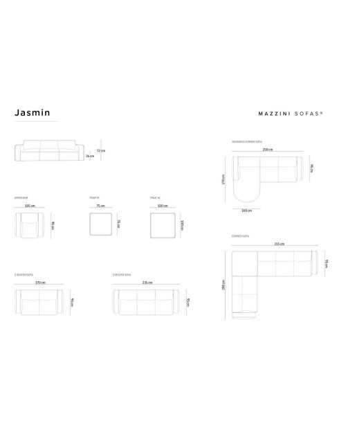 Canapé d'angle droit Velours Jasmin 4 Places terracotta - 250x170x72 cm