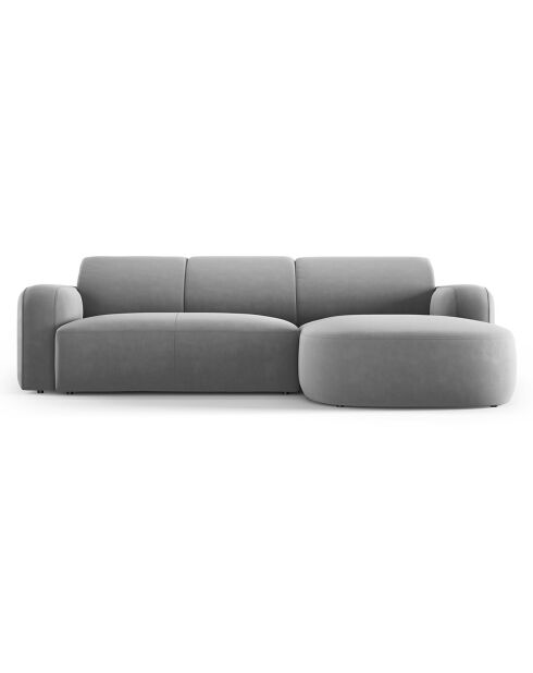 Canapé d'angle droit Velours Jasmin 4 Places gris - 250x170x72 cm