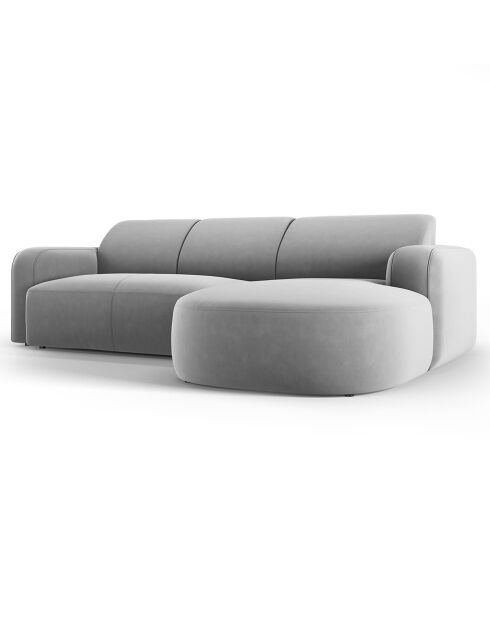 Canapé d'angle droit Velours Jasmin 4 Places gris - 250x170x72 cm