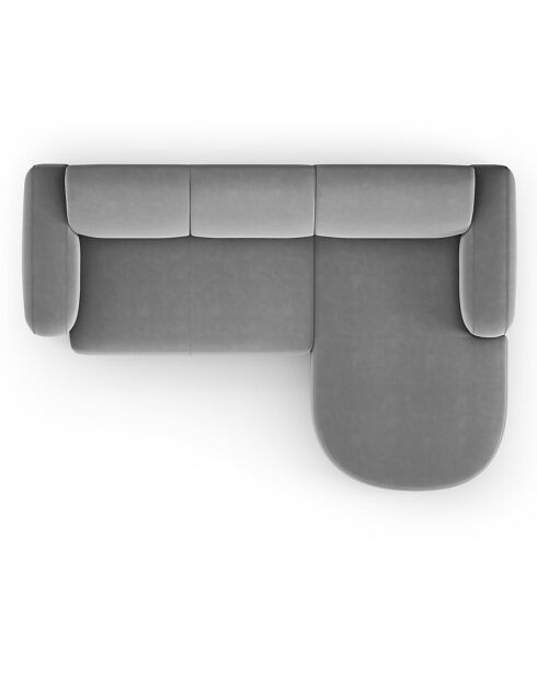 Canapé d'angle droit Velours Jasmin 4 Places gris - 250x170x72 cm