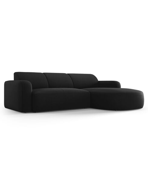 Canapé d'angle droit Velours Jasmin 4 Places noir - 250x170x72 cm