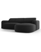 Canapé d'angle droit Velours Jasmin 4 Places noir - 250x170x72 cm