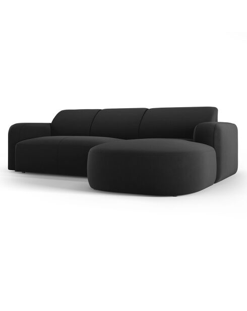 Canapé d'angle droit Velours Jasmin 4 Places noir - 250x170x72 cm