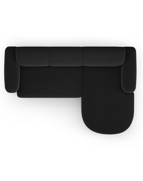 Canapé d'angle droit Velours Jasmin 4 Places noir - 250x170x72 cm