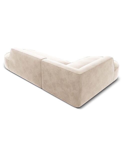 Canapé d'angle gauche Velours Charles 4 Places beige clair - 273x180x69 cm