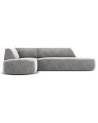 Canapé d'angle gauche Velours Charles 4 Places gris clair - 273x180x69 cm