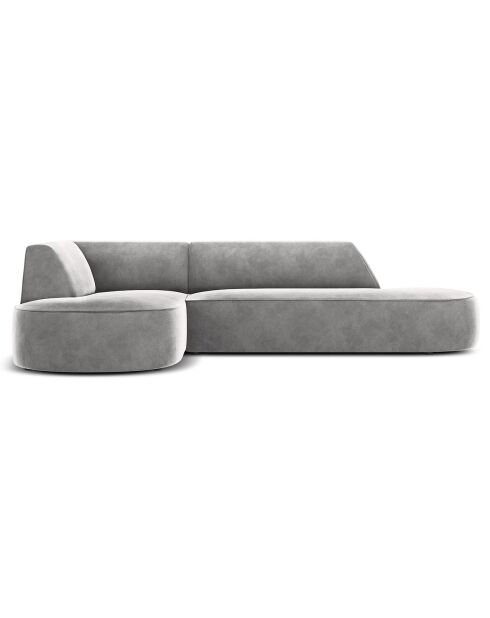 Canapé d'angle gauche Velours Charles 4 Places gris clair - 273x180x69 cm