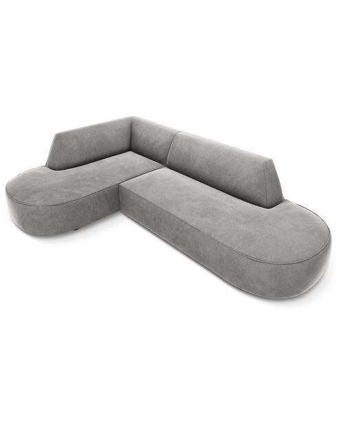 Canapé d'angle gauche Velours Charles 4 Places gris clair - 273x180x69 cm