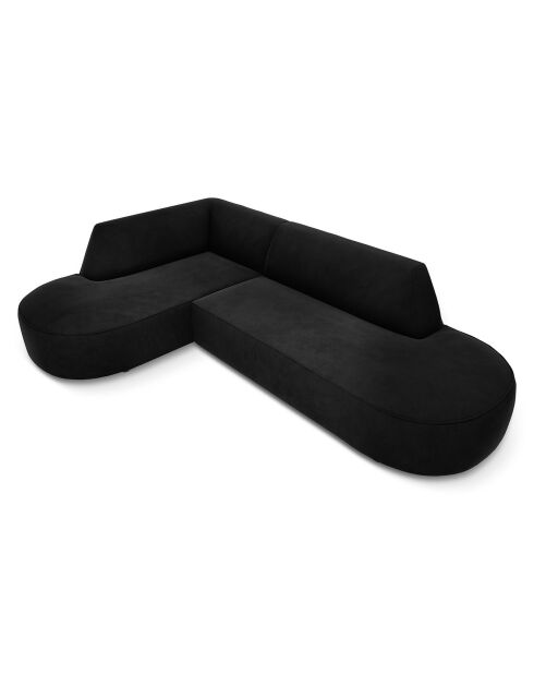 Canapé d'angle gauche Velours Charles 4 Places noir - 273x180x69 cm