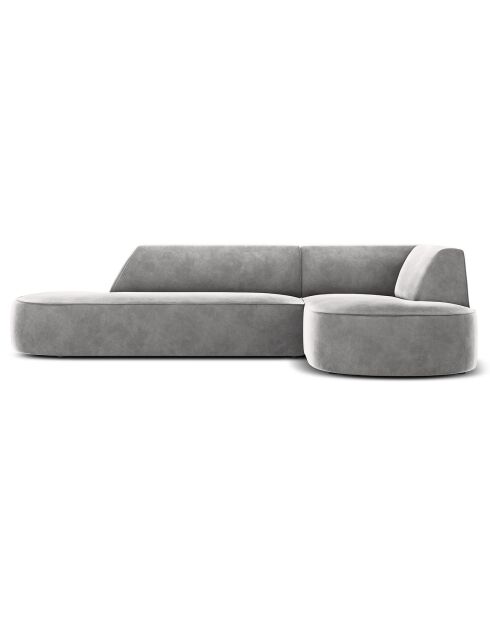 Canapé d'angle droit Velours Charles 4 Places gris clair - 273x180x69 cm