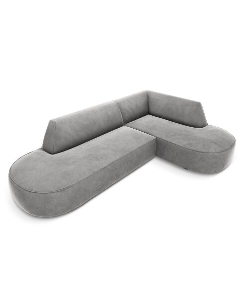 Canapé d'angle droit Velours Charles 4 Places gris clair - 273x180x69 cm