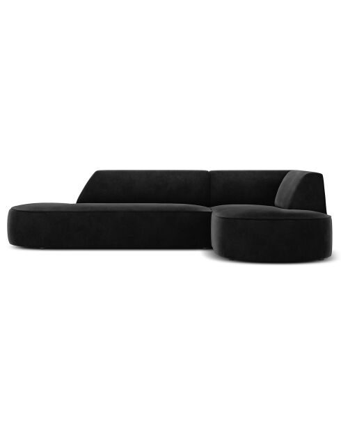 Canapé d'angle droit Velours Charles 4 Places noir - 273x180x69 cm