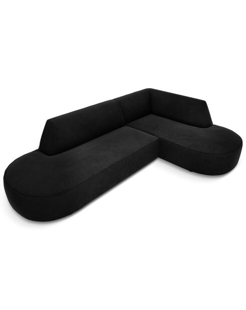 Canapé d'angle droit Velours Charles 4 Places noir - 273x180x69 cm