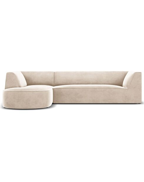 Canapé d'angle gauche Velours Charles 4 Places beige clair - 273x180x69 cm
