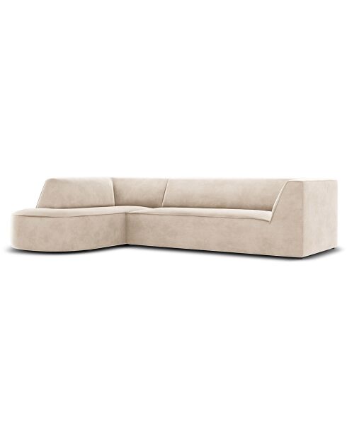 Canapé d'angle gauche Velours Charles 4 Places beige clair - 273x180x69 cm