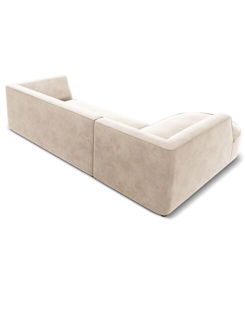 Canapé d'angle gauche Velours Charles 4 Places beige clair - 273x180x69 cm