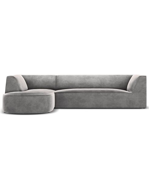 Canapé d'angle gauche Velours Charles 4 Places gris clair - 273x180x69 cm