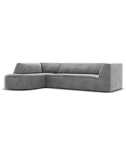 Canapé d'angle gauche Velours Charles 4 Places gris clair - 273x180x69 cm
