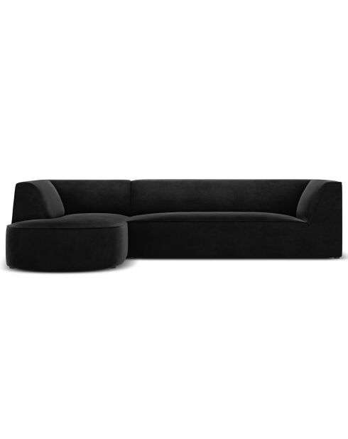 Canapé d'angle gauche Velours Charles 4 Places noir - 273x180x69 cm