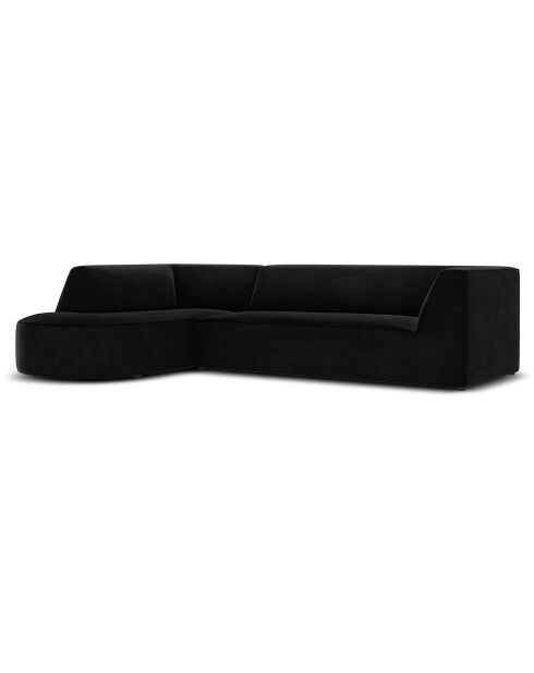 Canapé d'angle gauche Velours Charles 4 Places noir - 273x180x69 cm