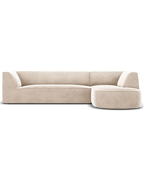 Canapé d'angle droit Velours Charles 4 Places beige clair - 273x180x69 cm
