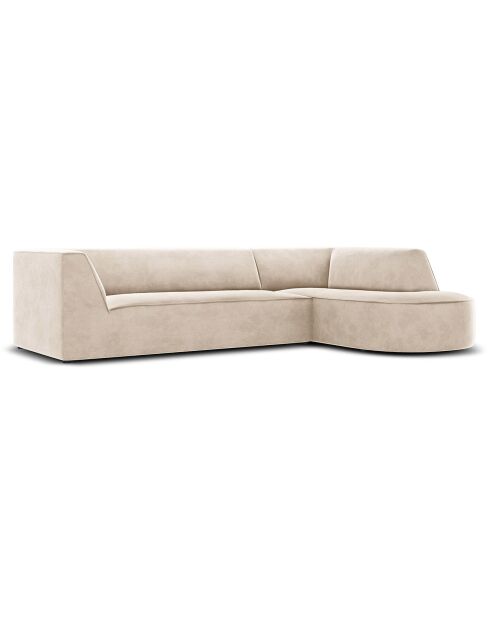 Canapé d'angle droit Velours Charles 4 Places beige clair - 273x180x69 cm