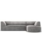 Canapé d'angle droit Velours Charles 4 Places gris clair - 273x180x69 cm