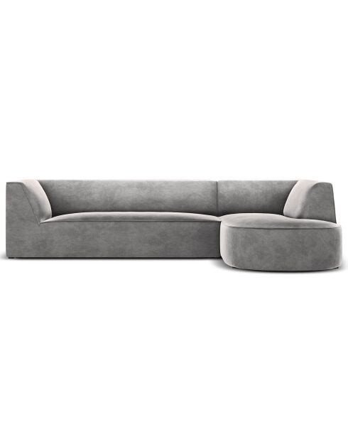 Canapé d'angle droit Velours Charles 4 Places gris clair - 273x180x69 cm