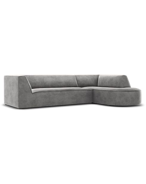 Canapé d'angle droit Velours Charles 4 Places gris clair - 273x180x69 cm