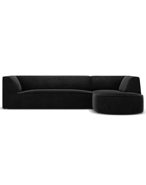 Canapé d'angle droit Velours Charles 4 Places noir - 273x180x69 cm